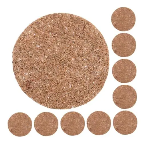 Produktbild: Happyyami 16St Blumentopfmatte aus kokosnussbrauner Seide Kokosnuss Blumentopfmatte Blumentopf Bodenmatte Blumentopfmatte mit universellem Design Kokosfaser-Einlage Gartenfolie Brown