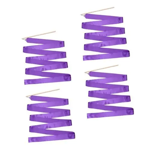 Produktbild: Happyyami 16 STK Gymnastikband rhythmische Sportgymnastik sportbänder Gymnastikzubehör Tanzender Zauberstab funkelndes Tanzband rhythmisches Kinder tanzen Streamer Holzgriff Violett