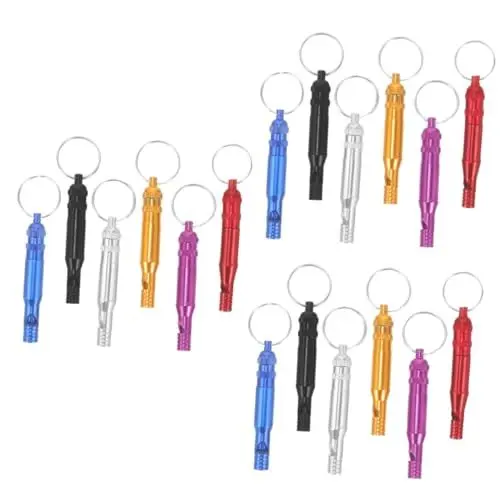 Produktbild: Happyyami 18 STK Notfall pfeifen Dog Whistles Ideas Praktische Pfeife Notfall-Überlebenspfeife Krachmacherpfeife schlüsselanhänger Pfeife aus Metall Sportpfeife Aluminiumlegierung