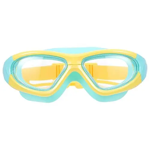 Produktbild: Happyyami Schwimmbrille Mit Großem Rahmen Anti Nebel Wasserdichte Silikonband Klare PC Gläser Schwimmbrille Für Jungen Und ädchen Perfekter Sitz üßes Candy Green Design