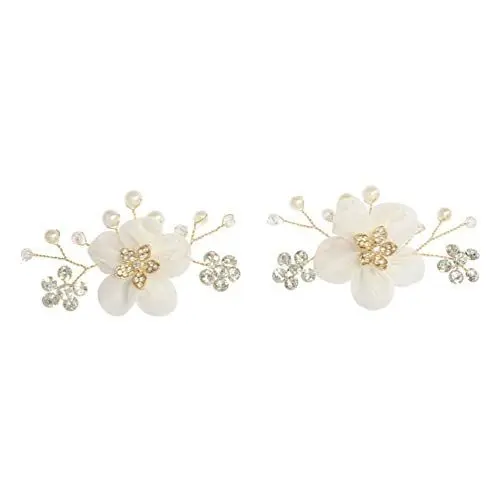Produktbild: Happyyami 1 Paar Frauen Hochzeit Party Schuhe Clips Strass Perle Kristall Blumen Dekorative Schmuck Clips Abnehmbare Schuh Dekorationen für Wohnungen Und Pumpen