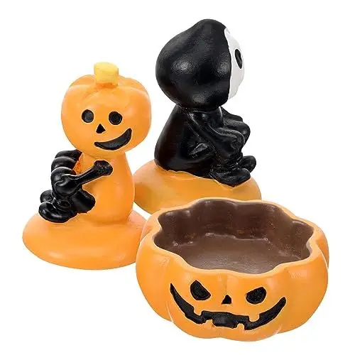 Produktbild: Happyyami 1 Satz Aquarium Landschaftsbau Ornamente Mini-kürbis-geisterstatue Kürbis-teelichthalter Halloween-kürbisfiguren Kerzenhalter Miniatur-kürbis-Geist-Figur Schreibtisch Zubehör Harz