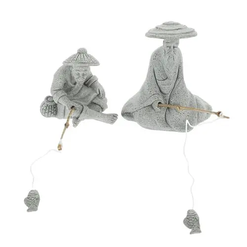 Produktbild: Happyyami 1 Satz Fischer-Statue wasserspeicher Water Storage Dekorationen für Terrarien chinesische Dekorationen Zubehör für Aquarien Ornament Fischer-Angelmodell Glas Ost