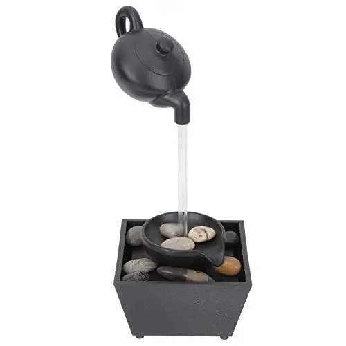 Produktbild: Happyyami 1 Satz Fließender Wasserschmuck Poolheizung Brunnen Haustier Aquarium Gießkanne Zimmerpflanzen Solar- Spender Pumpe Besonderheit Led Netz Kaskadierung Düse Bausatz Plastik Black