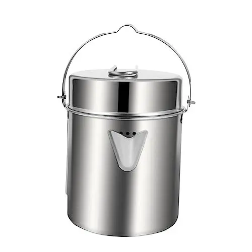Produktbild: Happyyami Camping Kochtopf Mit Faltbarem Griff Für Wandern Picknick Outdoor Kochwerkzeug Tragbar Robust Und Rostfrei Für Draußen
