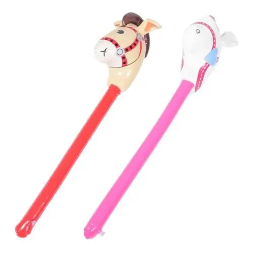Produktbild: Happyyami 2St Aufblasbarer Pferdekopfstock Outdoor Spielzeug aufblasbares Tier aufblasbares Spielzeug aufblasbares Pferd aufblasbare Cowgirl-Party Pferd sprengen Plastikpferde Luftpferd PVC