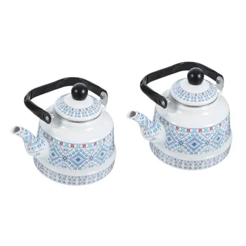 Produktbild: Happyyami 2St Topf stainless steel Wasserkocher wasserkochrr Teebehälter Teekrug tragbarer Kaffeekocher Emaillierte Kaffeetasse alte Uhr Stahlgriff Ziel handhaben Rostfreier Stahl
