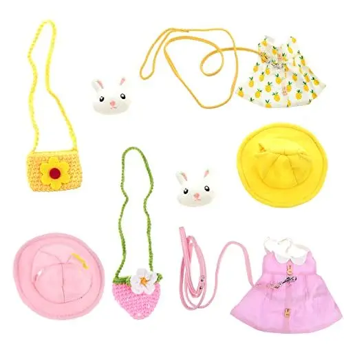 Produktbild: Happyyami 2 Sätze Kaninchenleine Hasen Jacke Bunny Jacket Kaninchenbekleidung Bunny Outfit Anzugzubehör Haustier Geschirr Kaninchenanzug und Leine Anzug und Leine für Kaninchen Baumwolle