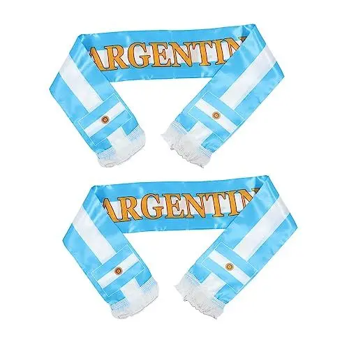Produktbild: Happyyami 2st Fan-schal Argentinien Schal 2022 Fußballspiel-mannschaftsschal Fußballjubel Strickschal Der Fußball-nationalmannschaft Schal Für Nationalspieler Country-strickschal Satin