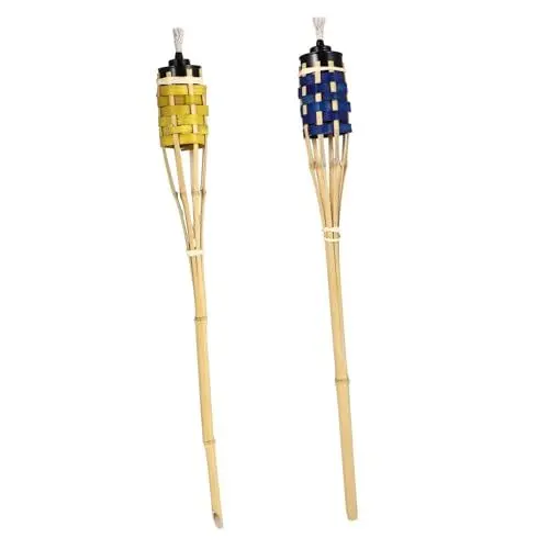 Produktbild: Happyyami 2st Gartenfackel Aus Bambus Nachfüllbare Öllampe Wegeleuchte Für Den Taschenlampe Aus Bambus Outdoor-campingleuchten Handfeuerfackel Flammenbeleuchtung Tiki-fackel Angie Draussen 1