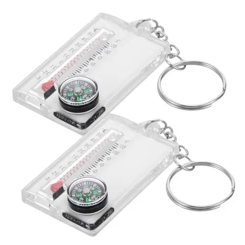 Produktbild: Happyyami Praktischer Wanderkompass Mit Thermometer 2 Stück Survival-mini-kompass-schlüsselanhänger Für Outdoor-aktivitäten