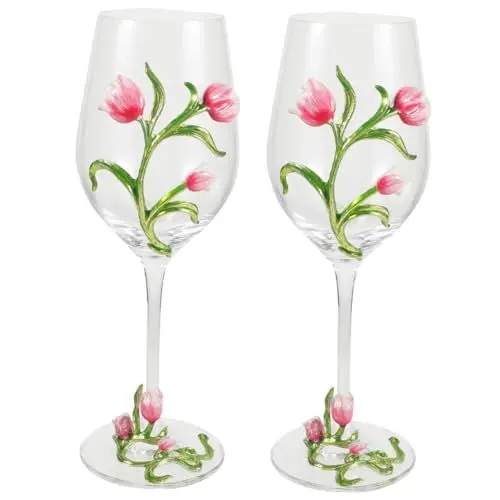 Produktbild: Happyyami 2st Kreativer Weinkelch Handbemalte Weingläser Floraler Dekorativer Kelch Alkoholbehälter Whisky-dekanter Dekorative Weinflöte Rotweinkelch Weinflöten Einstellen Glas Hohe Füße