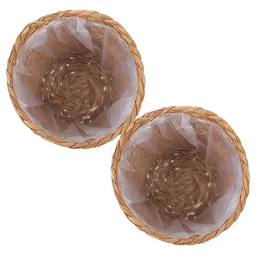 Produktbild: Happyyami 2st Seegras Pflanztopf Gewobener Korb Geflochtene Körbe Für Geschenke Pflanzen Rattankorb Kräutertopf Pflanzkorb Mit Einsatz Korb Zum Flechten Aus Stroh Einfach Blumenarrangement