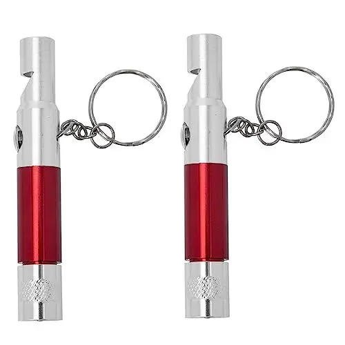Produktbild: Happyyami 2st Sportpfeife Notfall-Survival-kit Multifunktionale Pfeife Mini-Taschenlampe Überlebenstaschenlampen Taschenkompass Notpfeife Schlüsselanhänger Tauchen Aluminiumlegierung Reisen