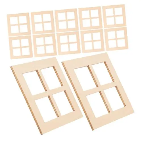 Produktbild: Happyyami 30 STK Puppenhaus-fensterdekorationen Leerer Fensterrahmen Puppenhausfenster Puppenhaus-fensterrahmen Holz Zum Basteln Puppenstubentüren Aus Holz Modell Holzfenster Hölzern