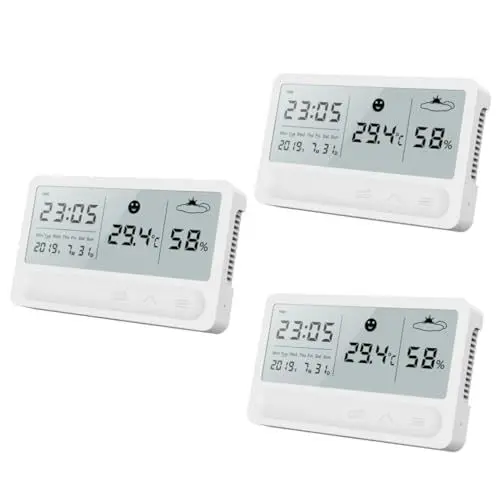 Produktbild: Happyyami 3 Stk Temperaturmesser raumthermometer innen multifunktionsthermometer thermometer für Hausthermometer digitaler Feuchtigkeitsmesser Temperatur- und Feuchtigkeitsmesser Weiß