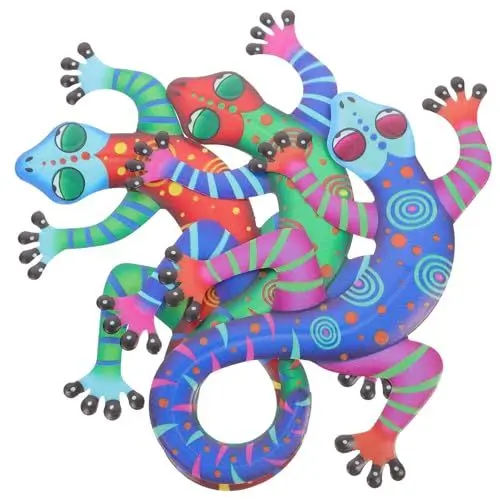 Produktbild: Happyyami 3 Stück Schmiedeeisen Gecko Wandbehang Für Zuhause Wanddekorationen Eisen Wandskulpturen Zum Aufhängen Gecko Anhänger Gecko Wanddekorationen Eisen Gecko Skulpturen Eisen
