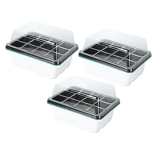 Produktbild: Happyyami 3st Setzlingsbox Mit 12 Löchern Sprießen Chia Steht Anlasser Stand Gras Miniaturbausätze Startertablett Mit Kuppel Minibehälter Mit Deckel Tablett Mit Deckel Keimung Das Haustier