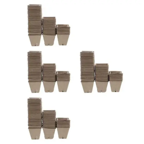 Produktbild: Happyyami 4 Sätze Blumentopf Aus Papier Kinder Garten Bastelset Papier Blumentopf Pflanzenset Für Kinder Blumentöpfe Für Die Gärtnerei DIY Sämlingsbecher Pflanztöpfe Light Brown 50 Stück * 4