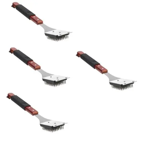 Produktbild: Happyyami 4 Stück BBQ-Grill-reinigungsbürste Grillreinigungswerkzeug Topfbürste Bastelpinsel Grillrost Schaber Backofen-grillrost Grill Lange Bürste Grillschaber Grillreiniger Holz Rot