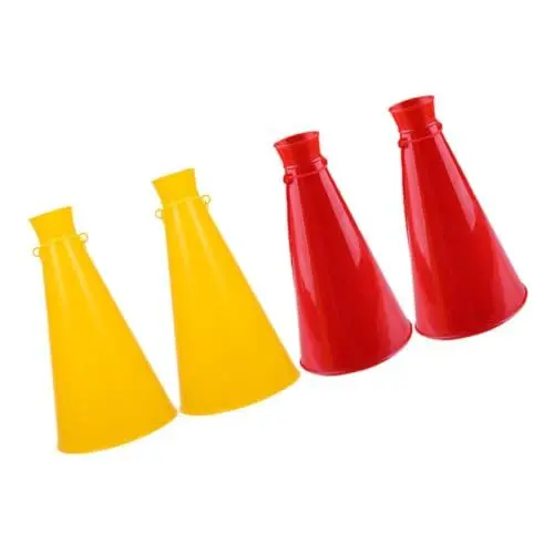 Produktbild: Happyyami 4 Stück Jubelhorn Megafon-Requisite Party-Megafone Cheerleader-Megaphon kleines Megaphon Party Lautsprecher Kunststoff Hupengeräuschemacher Trompete im Fußballstadion Plastik