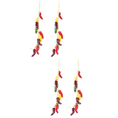 Produktbild: Happyyami 4 Stück Simulierte Gemüsespieße Chili-Pfeffer-Girlande Gefälschter Obstspieß Mexikanische Küchendekoration Künstliches Gemüse Künstliche Paprika Ernte Dekor Schaum Mais Fruchtzweig