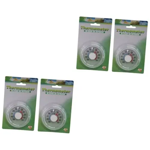 Produktbild: Happyyami 4 Stück Wandthermometer Innenthermometer Vertikales Thermometer Hausthermometer Raumthermometer Innen Außenthermometer Holzthermometer Kalt- Und Wärmetisch Mauer