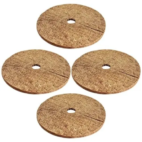 Produktbild: Happyyami 4stücke Baum Ring Mulch Pad Schutz Für Blumen Und Pflanzen Baummulchring Aus Naturfaser Praktisch Und Langlebig Für Verschiedene Pflanzengrößen