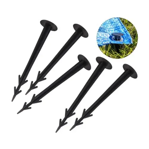 Produktbild: Happyyami 50 Stück Nägel Aus Kunststoff Schlauch Rasenkantenpfähle Pop Plane Sonnenschirme Für Sand Pole Pflanzenstützringe Zelt Garten Membran Camping-heringe Anlage Hängend Plastik Black
