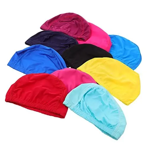 Produktbild: Happyyami 5er-Sets Outdoor Swim Supply Elastische Badekappen Für Herren Leicht Atmungsaktiv Gegen Kopfschmerzen – Design 10 Stück * 5 Zufällige Farbe