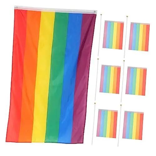 Produktbild: Happyyami 7st Regenbogenfahne Stolzflagge Groß Handgehaltene Gay-flagge Lgbt-gartenfahne Omnisexuelle Lgbt-flaggen Stolz-flagge Kleine Fortschrittsstolzflagge Polyester Handheld Kind Stock
