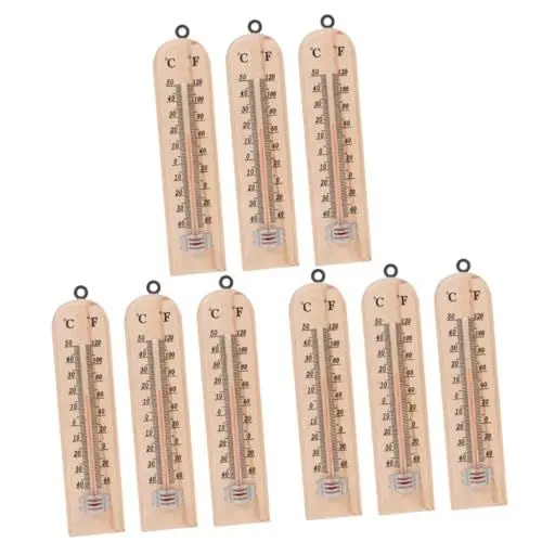 Produktbild: Happyyami Heimwerkzeuge 9 Stk Holzthermometer langlebiges Thermometer Gewächshaus Kühlschrankthermometer Außenthermometer es Thermometer Raumthermometer Kerosin Werkzeug Wandbehang