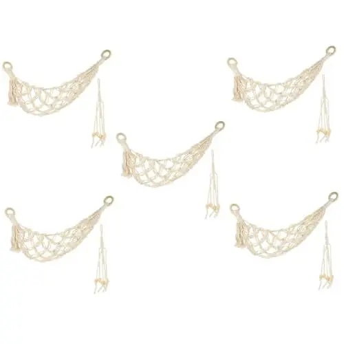 Produktbild: Happyyami Aufbewahrungsbügel 5 Sätze Obst Hängematte hängend botanisches Dekor Ornament Wohnkultur Bananen-Fruchthalter Bananenhalter Anlage Korb Baumwollseil Dekorationen Kleiderbügel Weiß