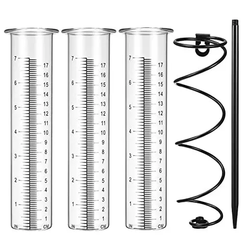 Produktbild: Happyyami Außendekoration Outdoor-Zubehör 7-Kapazitäts-Regenmesser Für Außenbereich Mit 2 Glas-Ersatzrohren Abnehmbarem Spiral-Regenmesser Für Rasengarten Lattenzaundekoration Zaundekoration