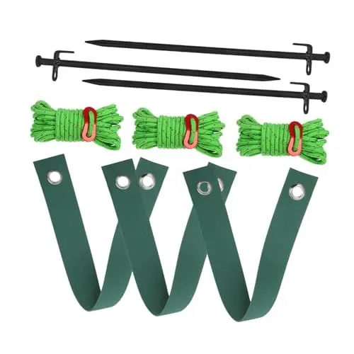 Produktbild: Happyyami Robustes Baumstützset 3-teiliges Baumstützset Aus Metall Verstellbare Baumbefestigungsgurte Wetterfeste Gartenpfahlgurte Baumstabilisierungsset für Den Außenbereich