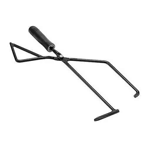 Produktbild: Happyyami Bbq Aus Metall Mit Holzgriff Multifunktionale Grillzange Für Camping Barbecue Und Feuerstelle Hitzebeständige Kohlenzange Für Sicheres Handling Kohlen