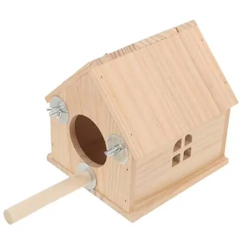 Produktbild: Happyyami Box Vogelhaus Papageienzubehör Vogelspielzeug Für Sittiche Vogelnestbecken Holz Vogelnest Schlafnest Haustier Vogelnest Papageienzubehör Vogelzuchtwerkzeug Vogelzubehör Aus Holz