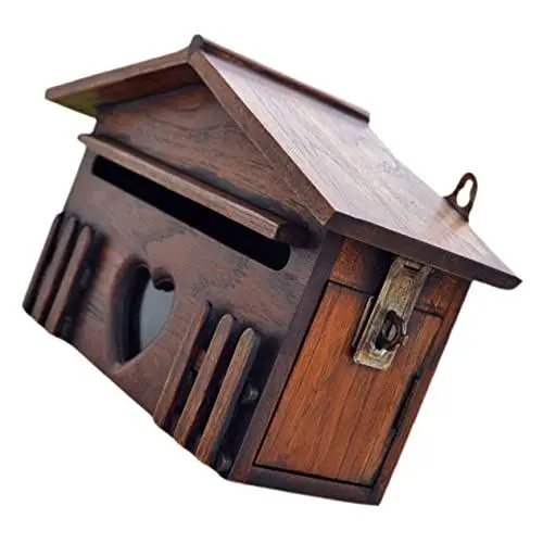 Produktbild: Happyyami Box Wandmontierte Briefkästen Wandbriefkasten Eingangsbriefkasten Karton Briefkasten Rustikaler Stil Kummerkasten Zeitungsbox Holztaschentuchbox Kummerkasten Für Draussen