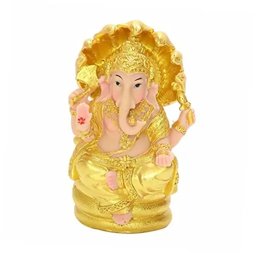 Produktbild: Happyyami Buddha-statue-Ornament Buddha-skulptur Buddha Goldene -statue Murti Für Puja Elefantengott Figur Feng Shui Pooja Mandir Dekorationsartikel Glück Mini Ganni Harz Tier