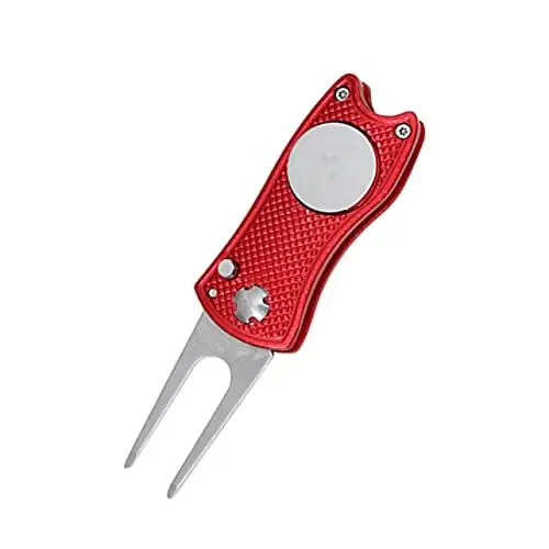 Produktbild: Happyyami Divot-Reparaturwerkzeug wandfest Divot Reparaturwerkzeug Faltbares Divot-Tool Golfrasen Divot-Markierungswerkzeug Golfballmarker Faltbares Ball-Divot-Tool Pitchgabel rot