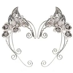Produktbild: Happyyami Ohr Manschetten Silber Ohrmanschette Damen Fee Ohrringe Ohrclips Elfenohren Schmuck Ohrklemme Flügel Ohrschmuck für Frauen Hochzeit Halloween Weihnachten Cosplay Kostüm