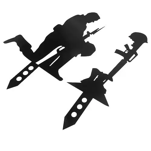 Produktbild: Happyyami Gefallene Soldat- Silhouette Soldat Sign Held Gartenzeichen Anteil Outdoor Rasen Dekorationen Gartenschilder Set Party Rasen Dekoration Liefert Patriotischer Silhouette- Pfahl