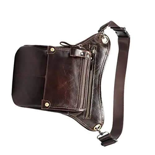Produktbild: Happyyami Gürteltasche Casual lässige gurteltasche handylauftaschen rinderhaut Banknote Waist Bag Running kuhfell draussen Aufbewahrungstasche Fahrrad Beintasche Mann Bauchtasche Rindsleder