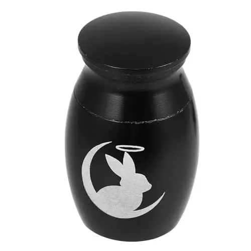 Produktbild: Happyyami Haustier Urne Haustierurnen Für Kaninchen Andenken Urne Urnen Für Die Urnen Für Asche Erwachsener Mini-urne Papageienurne Mini-tierurne Aus Metall Rostfreier Stahl Black