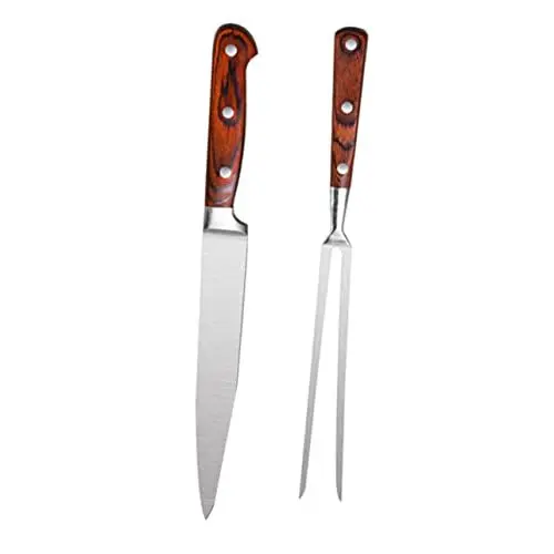 Produktbild: Happyyami Küche Grillmesser und grillspachtel Grill Messer Fleischgabel aus Edelstahl rostfreies Grillwerkzeug Grillzubehör und Messer zum Grillen Steak einstellen Grillwerkzeuge