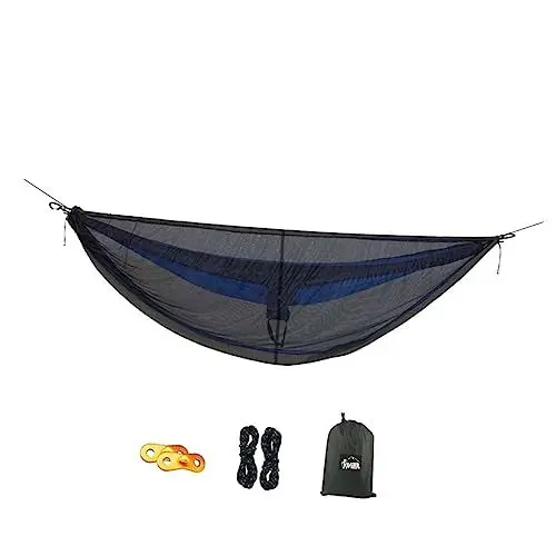 Produktbild: Happyyami Leichte Camping Hängematte Mit Moskitonetz Und Reißverschluss Tragbar Und Abnehmbar Verstellbare Insektennetz Hängematte Für Rucksackreisen Strand Und Garten Ideal Für