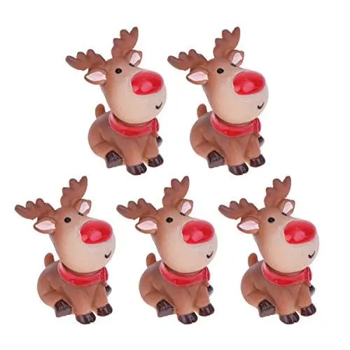 Produktbild: Happyyami 5stücke Teiliges Weihnachts-elch Dekoration Aus Harz Niedliche Mikro-Landschaft Figuren Für Schreibtisch Festliche Deko Für Schlafzimmer Und Wohnzimmer Für Weihnachten