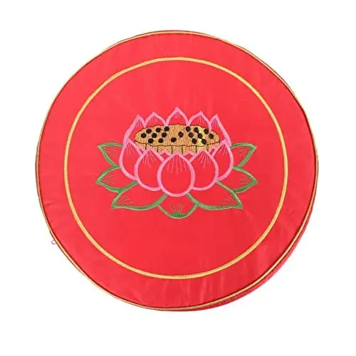 Produktbild: Happyyami Meditationskissen 14 Zoll Meditationsbodenkissen Runde Sitzkissen Für Yoga Zafu Traditionelles Tibetisches Meditationskissen Großes Yoga-Nackenkissen Rot