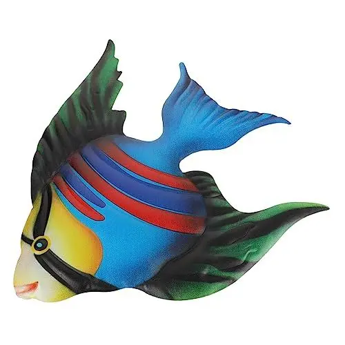 Produktbild: Happyyami Metallfisch Wanddekoration Hängende Kunstskulptur für und Außen Tropische Fische Deko für Wohnräume und Hochwertige Wandkunst Grün