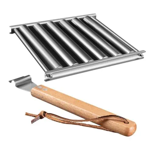 Produktbild: Happyyami Saiten-grill Für Würstchen Tragbarer Edelstahl-wurstroller Camping Grillzubehör Für Garten Picknick Und Outdoor-aktivitäten Einfach Zu Reinigen Platzsparend Und Effizient